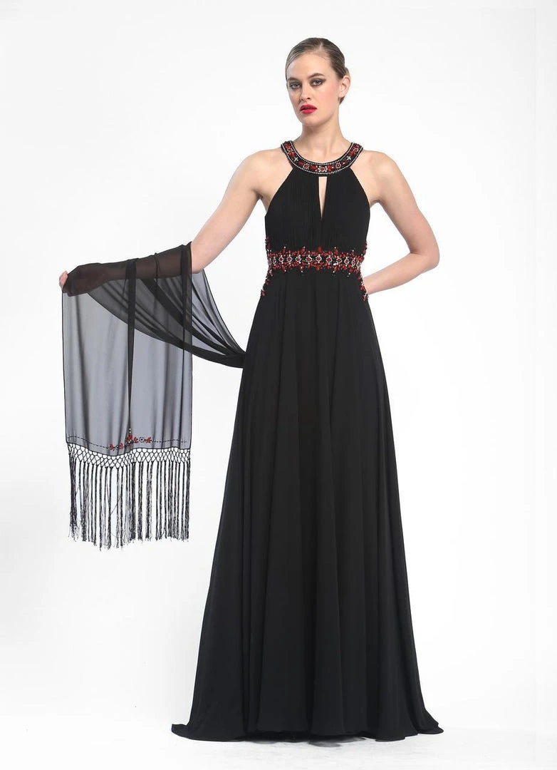 Sue Wong - Beaded Halter Neck Chiffon A-Line Dress N5330 Formal Gowns 5 Sue Wong - Beaded Halter Neck Chiffon A-Line Dress N5330 Formal Gowns