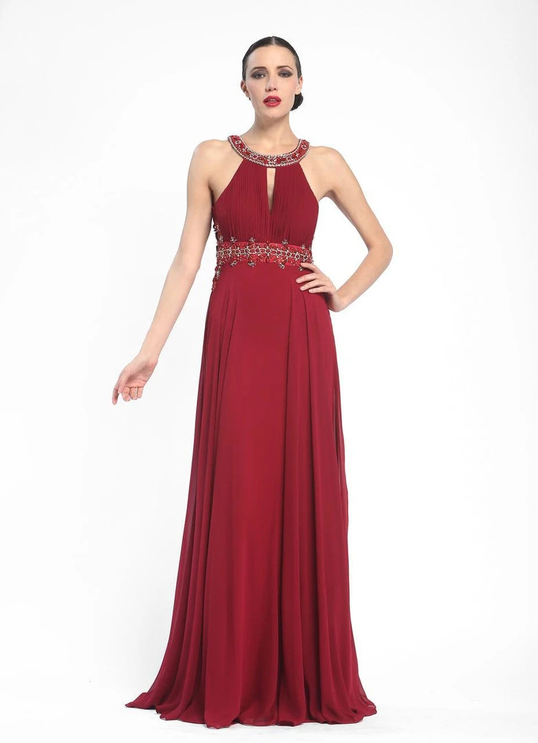Sue Wong - Beaded Halter Neck Chiffon A-Line Dress N5330 Formal Gowns 3 Sue Wong - Beaded Halter Neck Chiffon A-Line Dress N5330 Formal Gowns