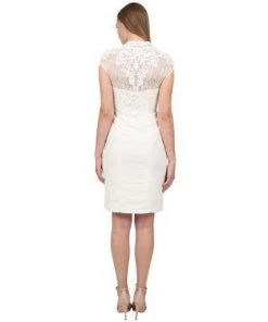 Sue Wong Bedazzled Bolero Sheath Dress Cocktail Dress - 1 Pc Ivory In Size 12 Available