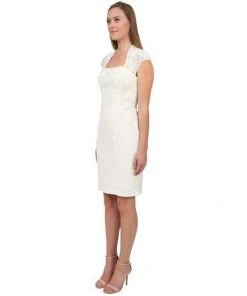 Sue Wong Bedazzled Bolero Sheath Dress Cocktail Dress - 1 Pc Ivory In Size 12 Available