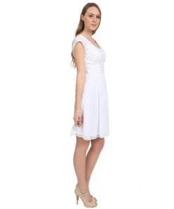 Sue Wong Embroidered Cap Sleeve Scoop Neck Chiffon A-Line Dress - 1 Pc White In Size 12 Available Cocktail Dresses