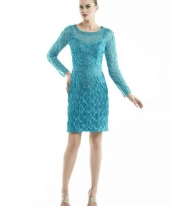 Sue Wong - Embroidered Illusion Scoop Neck Dress N5412 Cocktail Dresses