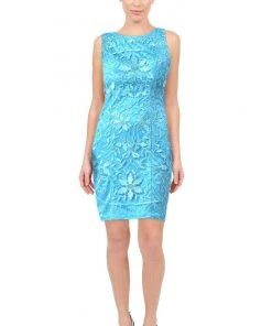 Cocktail Dresses Sue Wong - Floral Embroidered Bateau Neck Dress N5215