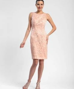 Cocktail Dresses Sue Wong - Floral Embroidered Bateau Neck Dress N5215