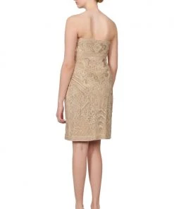 Cocktail Dresses Sue Wong - N3145 Strapless Soutache Adorned Sheath Dress