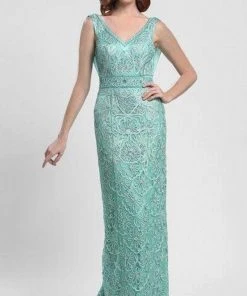 Sue Wong - N4110 Ribbon Embellished Cowl Evening Dress