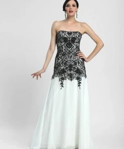 Sue Wong - N4134 Strapless Lace Overlay A-line Gown