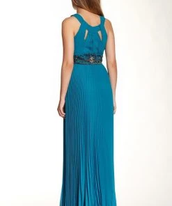 Formal Gowns Sue Wong - N4312 Pleated Embroidered Empire Waist Sheath Gown