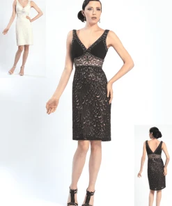 Sue Wong - N4367 V-Neck Mesh Cocktail Dress Cocktail Dresses