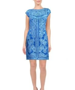 Sue Wong - N5138 Cap Sleeve Soutache Embellished Sheath Dress Cocktail Dresses