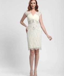 Cocktail Dresses Sue Wong Pleated Chiffon Bodice Dress Cocktail Dress - 1 Pc Ivory In Size 4 Available