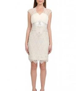 Cocktail Dresses Sue Wong Pleated Chiffon Bodice Dress Cocktail Dress - 1 Pc Ivory In Size 4 Available