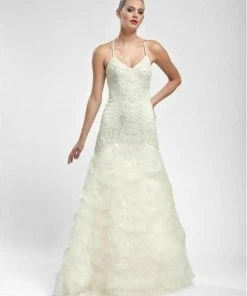 Sue Wong R5130 Appliqued Fan Organza Gown - 1 Pc Peach In Size 6 Available