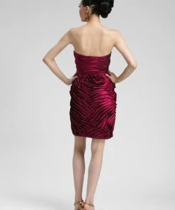 Sue Wong - Ruched Rosette Straight Across Neck Dress C3333