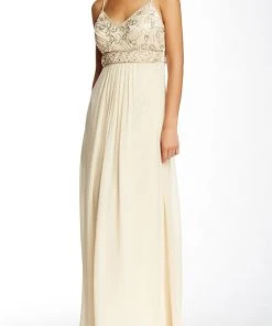 Sue Wong - Sequined Bodice Empire Chiffon Dress N5100