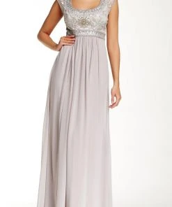 Sue Wong - Sequined Scoop Neck Chiffon Dress N4438 Formal Gowns