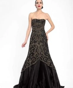 Formal Gowns Sue Wong - Sweetheart Flutter Trumpet Gown N5360 - 1 Pc Champagne In Size 4 Available