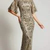 Formal Gowns Tadashi Shoji - Butterfly Sleeves Paillette Sequin Sheath Dress ATV17375L - 1 Pc Pumice In Size 6 Available