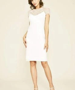 Cocktail Dresses Tadashi Shoji - Crepe Lace Ferguson Dress - 1 Pc Ivory In Size 12 Available