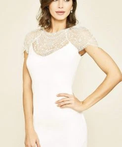 Cocktail Dresses Tadashi Shoji - Crepe Lace Ferguson Dress - 1 Pc Ivory In Size 12 Available