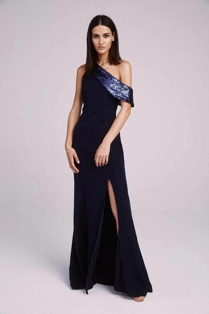 Formal Gowns Tadashi Shoji - Draped Shoulder Evening Gown ALG19719L - 1 Pc Royal Navy In Size 10 Available 3 Formal Gowns Tadashi Shoji - Draped Shoulder Evening Gown ALG19719L - 1 Pc Royal Navy In Size 10 Available