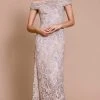 Tadashi Shoji - Embroidered Off Shoulder Markle Gown - 1 Pc Latte In Size 8 Available 2 Tadashi Shoji - Embroidered Off Shoulder Markle Gown - 1 Pc Latte In Size 8 Available