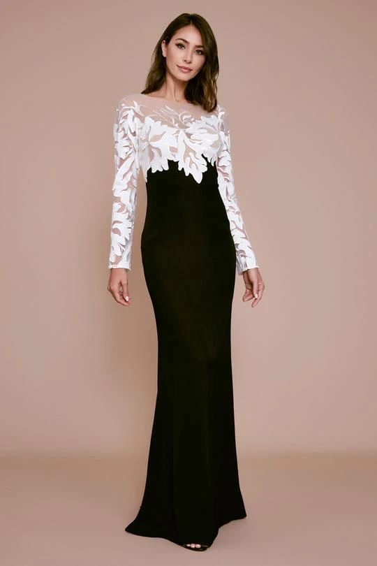 Formal Gowns Tadashi Shoji - Long Sleeve Embroidered Sheath Dress - 1 Pc Black/Nude In Size 8 Available 4 Formal Gowns Tadashi Shoji - Long Sleeve Embroidered Sheath Dress - 1 Pc Black/Nude In Size 8 Available