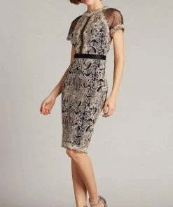 Cocktail Dresses Tadashi Shoji - Newton Lace & Neoprene Dress BSU18085M - 1 Pc Black/White In Size 10 Available