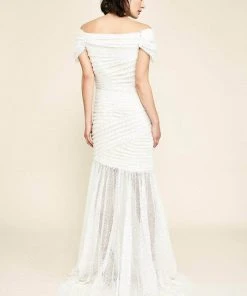 Tadashi Shoji - Off Shoulder Bridal Gown BGB19147LBR - 1 Pc Ivory/Petal In Size 10 Available