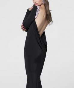 Tarik Ediz - 50027 Deep Draped Cowl Back Gown