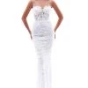Tarik Ediz - 50214 Illusion Beaded Floral Appliqued Fitted Gown Formal Gowns