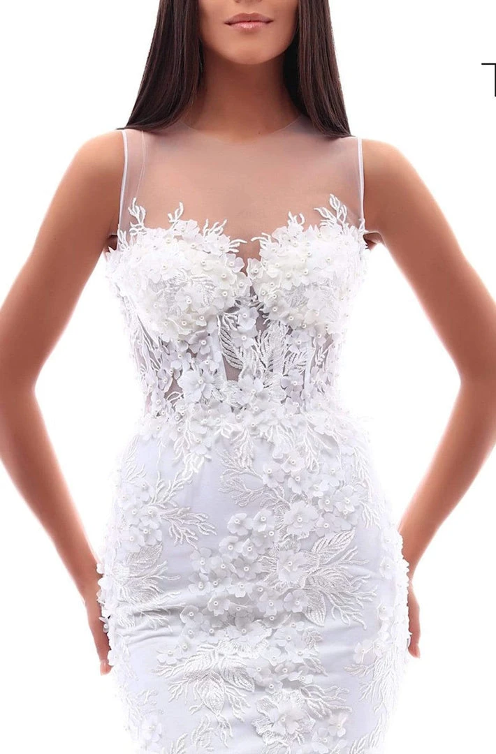 Tarik Ediz - 50214 Illusion Beaded Floral Appliqued Fitted Gown Formal Gowns 4 Tarik Ediz - 50214 Illusion Beaded Floral Appliqued Fitted Gown Formal Gowns