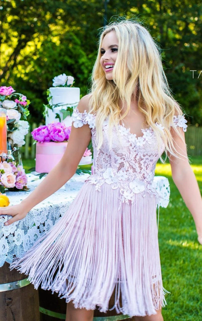 Tarik Ediz - 50256 Beaded Floral Off Shoulder Fringe Dress Cocktail Dresses 7 Tarik Ediz - 50256 Beaded Floral Off Shoulder Fringe Dress Cocktail Dresses