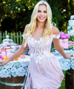 Tarik Ediz - 50256 Beaded Floral Off Shoulder Fringe Dress Cocktail Dresses 11 Tarik Ediz - 50256 Beaded Floral Off Shoulder Fringe Dress Cocktail Dresses