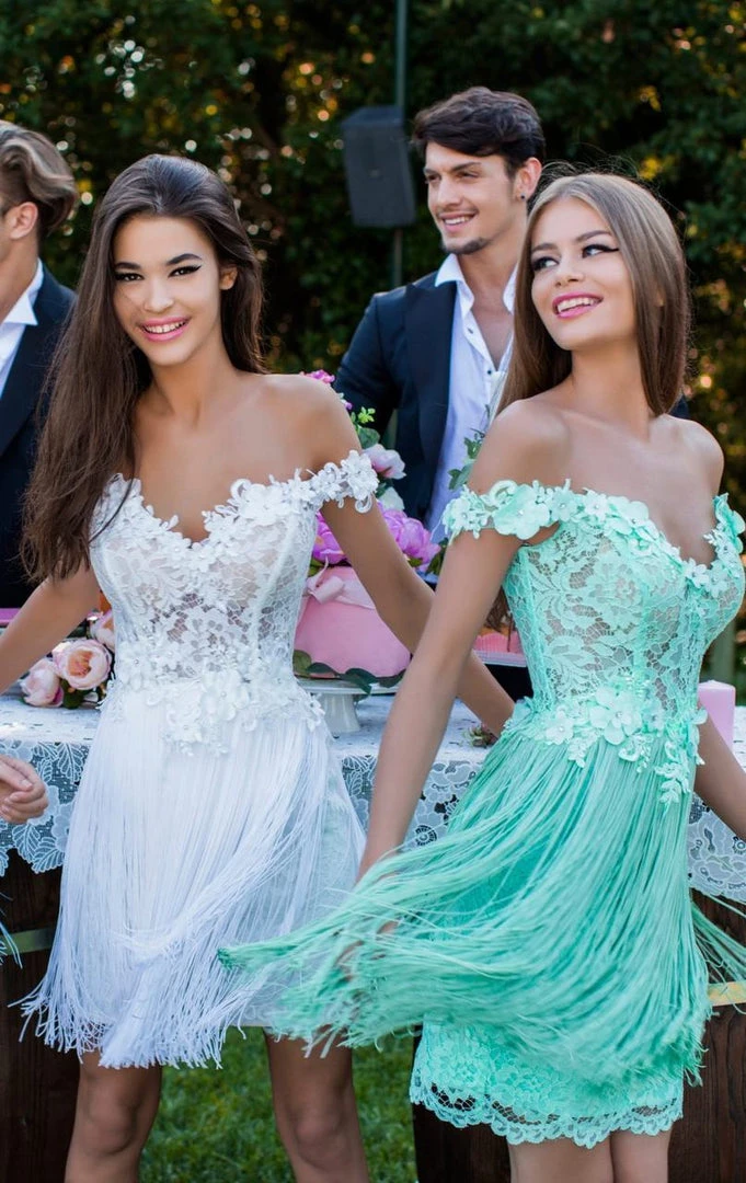 Tarik Ediz - 50256 Beaded Floral Off Shoulder Fringe Dress Cocktail Dresses 8 Tarik Ediz - 50256 Beaded Floral Off Shoulder Fringe Dress Cocktail Dresses