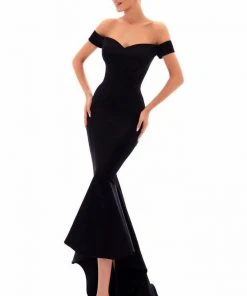 Formal Gowns Tarik Ediz - 50284 Off-Shoulder High Low Mermaid Gown