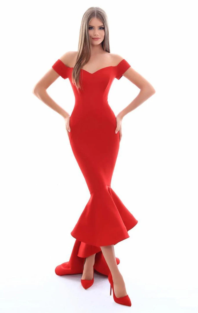 Formal Gowns Tarik Ediz - 50284 Off-Shoulder High Low Mermaid Gown 7 Formal Gowns Tarik Ediz - 50284 Off-Shoulder High Low Mermaid Gown