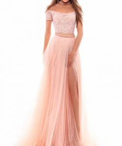 Tarik Ediz - 50311 Two Piece Off Shoulder Evening Gown
