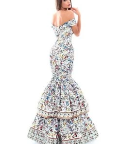 Formal Gowns Tarik Ediz - 50320 Off Shoulder Layered Mermaid Dress