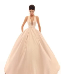 Tarik Ediz - 50401 Illusion Plunging Neck Satin Ballgown 15 Tarik Ediz - 50401 Illusion Plunging Neck Satin Ballgown