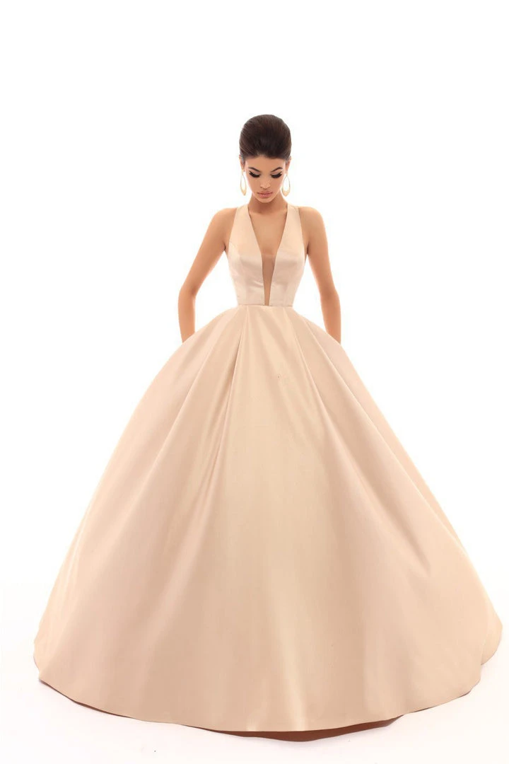 Tarik Ediz - 50401 Illusion Plunging Neck Satin Ballgown 8 Tarik Ediz - 50401 Illusion Plunging Neck Satin Ballgown