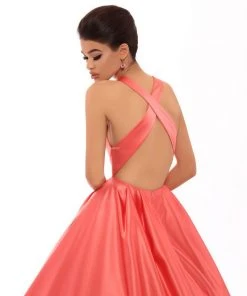 Tarik Ediz - 50401 Illusion Plunging Neck Satin Ballgown 12 Tarik Ediz - 50401 Illusion Plunging Neck Satin Ballgown