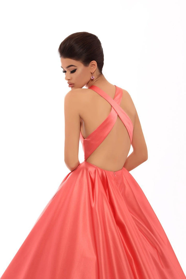 Tarik Ediz - 50401 Illusion Plunging Neck Satin Ballgown 5 Tarik Ediz - 50401 Illusion Plunging Neck Satin Ballgown