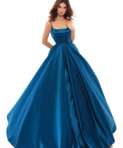 Tarik Ediz - 50403 Strappy Back Sleeveless Satin Ballgown 12 Tarik Ediz - 50403 Strappy Back Sleeveless Satin Ballgown