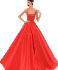 Tarik Ediz - 50403 Strappy Back Sleeveless Satin Ballgown