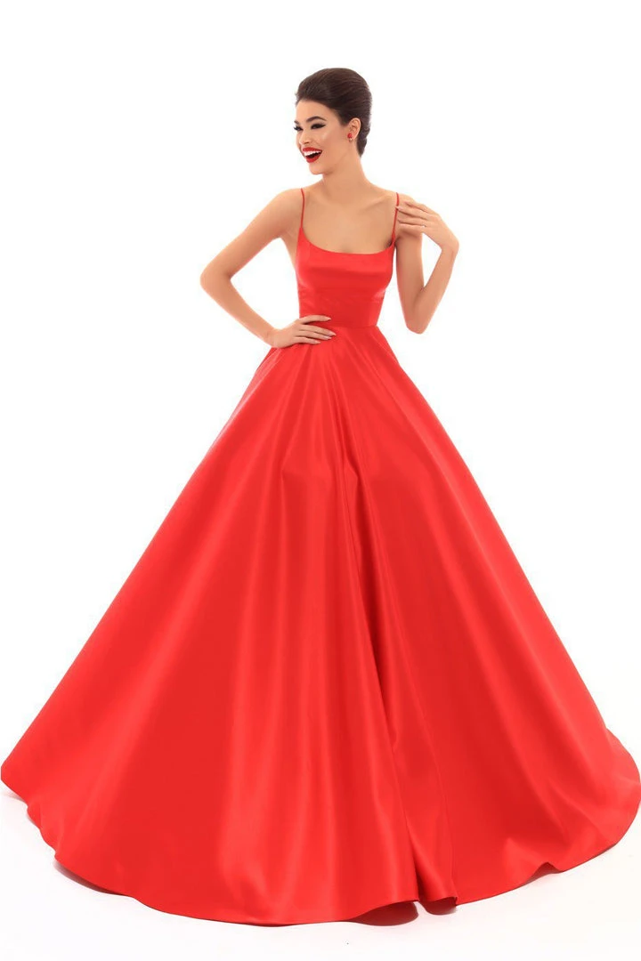Tarik Ediz - 50403 Strappy Back Sleeveless Satin Ballgown 3 Tarik Ediz - 50403 Strappy Back Sleeveless Satin Ballgown