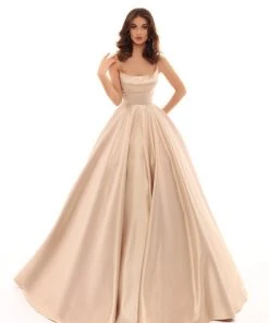 Tarik Ediz - 50403 Strappy Back Sleeveless Satin Ballgown 9 Tarik Ediz - 50403 Strappy Back Sleeveless Satin Ballgown