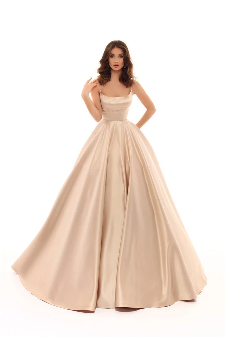 Tarik Ediz - 50403 Strappy Back Sleeveless Satin Ballgown 4 Tarik Ediz - 50403 Strappy Back Sleeveless Satin Ballgown