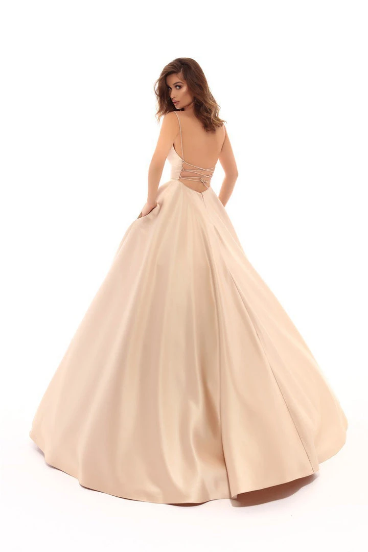 Tarik Ediz - 50403 Strappy Back Sleeveless Satin Ballgown 5 Tarik Ediz - 50403 Strappy Back Sleeveless Satin Ballgown