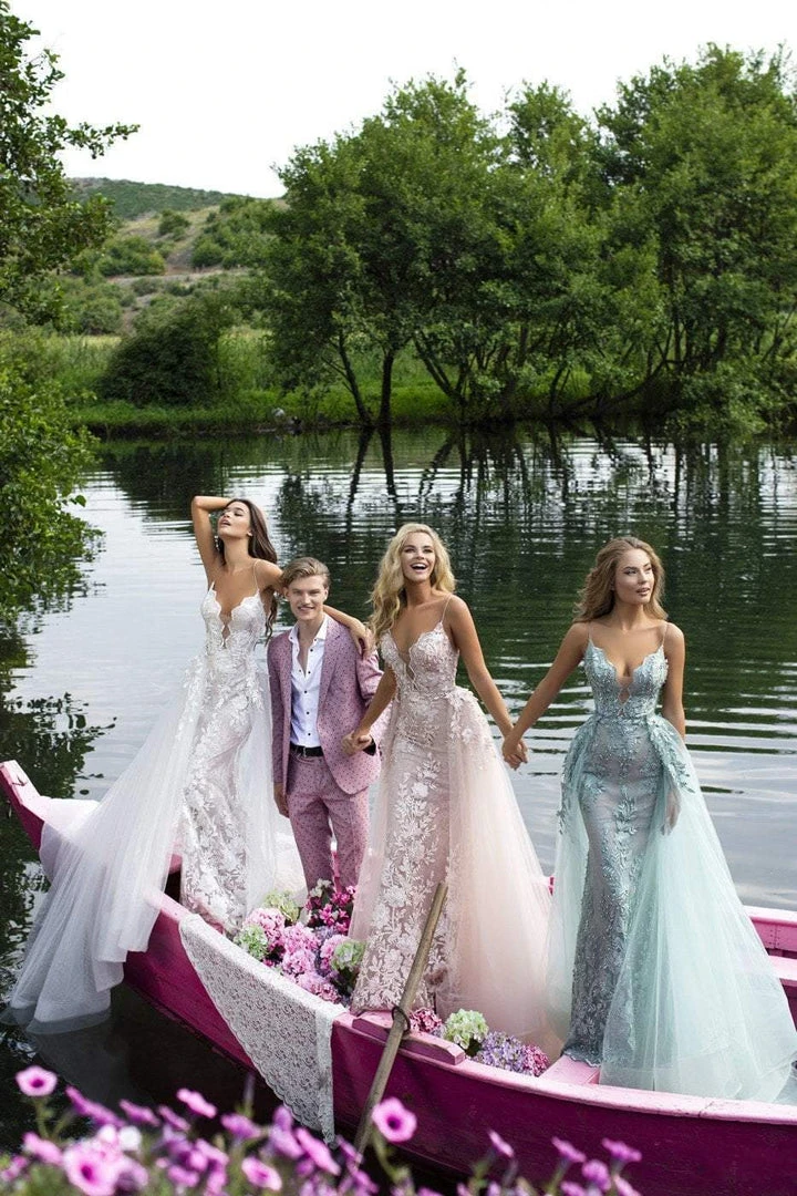 Formal Gowns Tarik Ediz - 50405 Plunging V Neck Lace Gown With Overskirt 7 Formal Gowns Tarik Ediz - 50405 Plunging V Neck Lace Gown With Overskirt